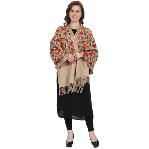 Women's Aari Embroidered Wool Stole